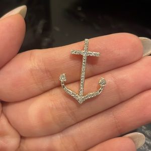 10K gold anchor charm diamonds pendant